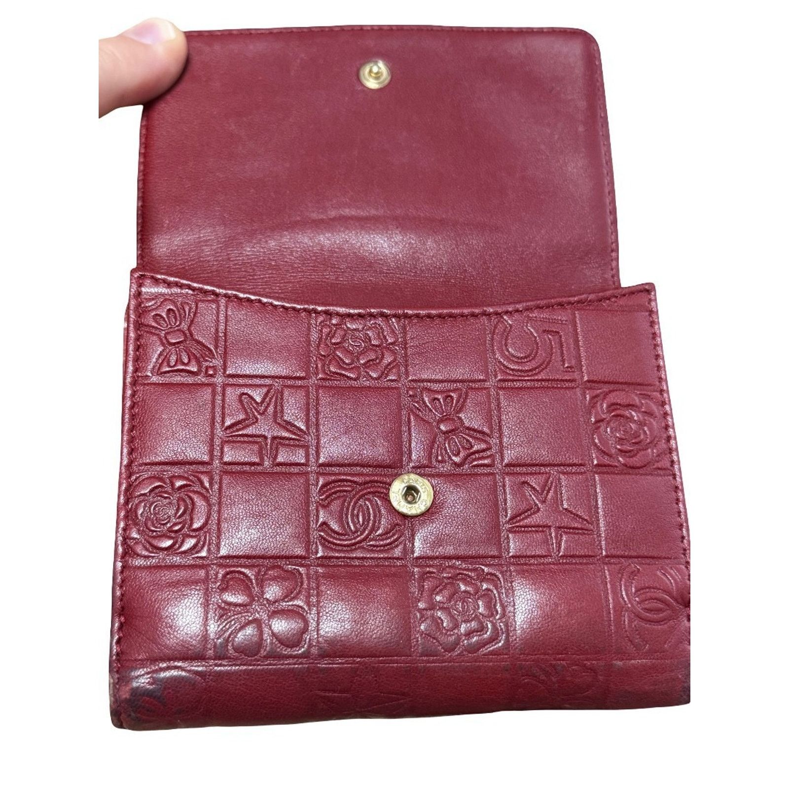 Chanel CHANEL l Icon Coco Women's Wallet Red Lambskin Bifold COA Size ONE SIZE - 10 Thumbnail