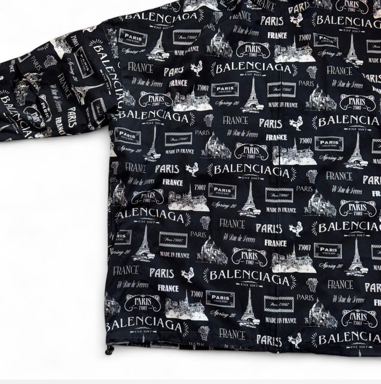 Balenciaga Balenciaga Paris-Print Layered-Sleeve Jacket Size US L / EU 52-54 / 3 - 2 Thumbnail