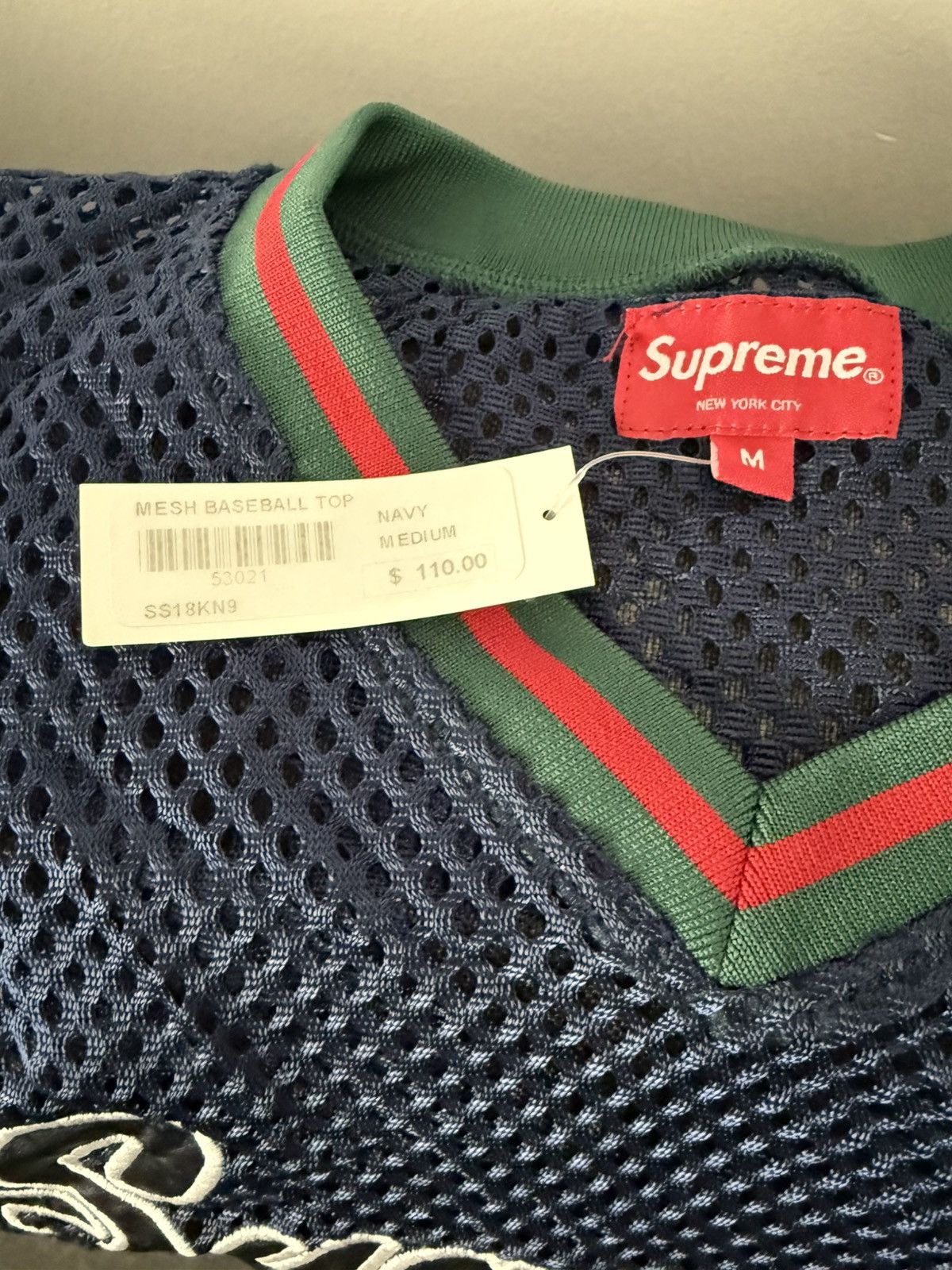 Supreme Supreme Mesh Baseball Jersey Navy Size US M / EU 48-50 / 2 - 3 Thumbnail