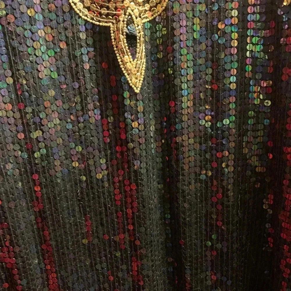 Designer Vintage Black Sequined Silk Kaftan Dress Size S / US 4 / IT 40 - 3 Thumbnail