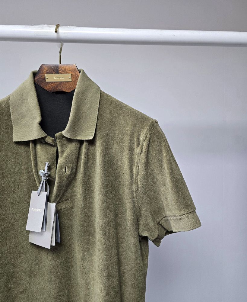 Tom Ford o1sm1stk0824 Terry Cotton Pique Collar Polo Shirt Size US L / EU 52-54 / 3 - 2 Thumbnail