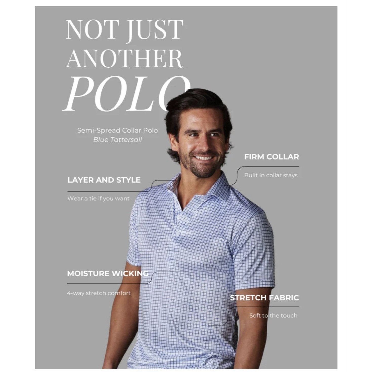 Other Collars & Co. The Original Dress Polo Sz M Relaxed Blue-Grid Size US M / EU 48-50 / 2 - 7 Thumbnail