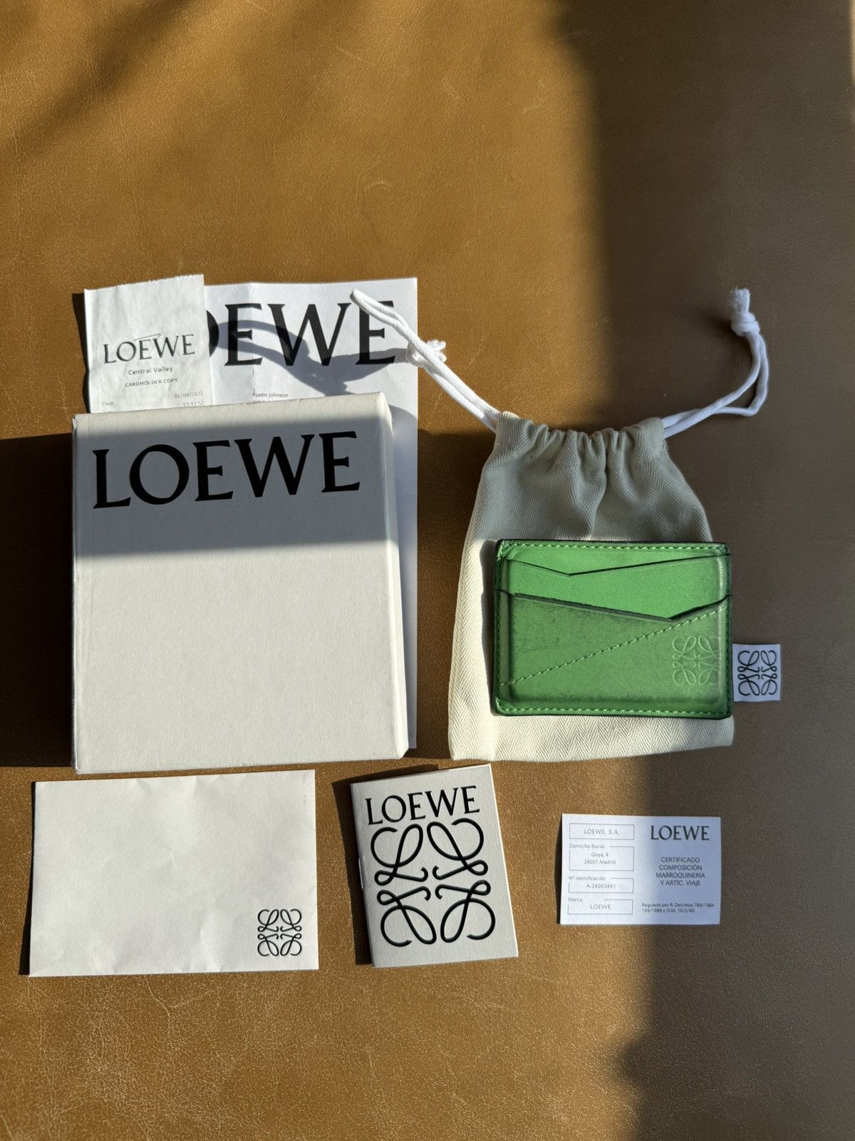 Loewe Loewe Puzzle Stitch Plain C Wallet Cardholder Apple Green Size ONE SIZE - 6 Thumbnail
