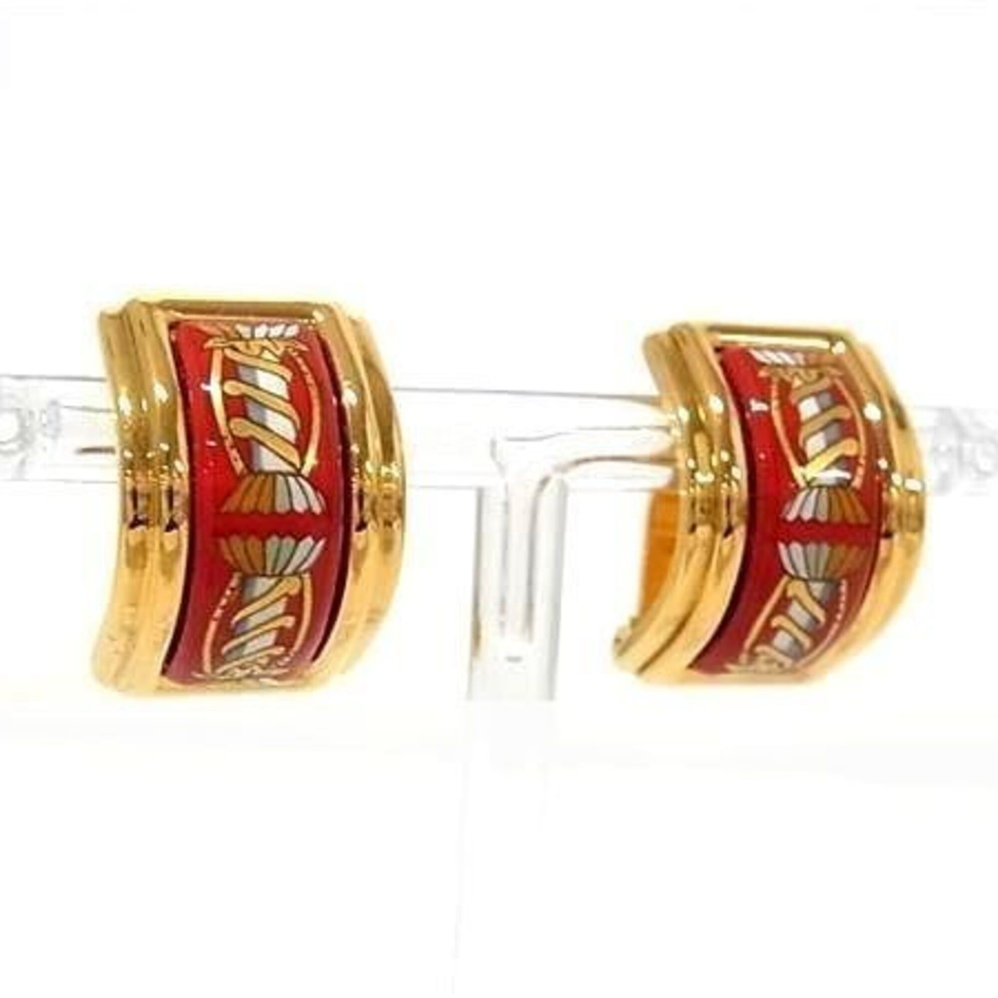 Hermes HERMES earrings, gold and red enamel, metal, women's. Size ONE SIZE - 1 Thumbnail