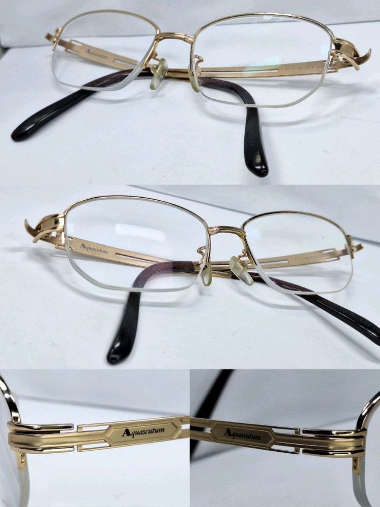 Aquascutum Aquascutum AQ-2015 Pure Titanium Half-Rim Glasses Frame Gold Size ONE SIZE - 7 Thumbnail