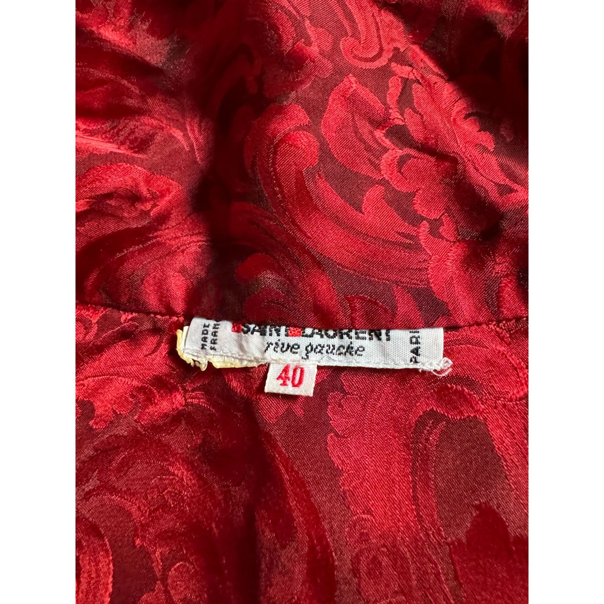 Yves Saint Laurent Red Silk Shirt with Built-In Scarf Size M / US 6-8 / IT 42-44 - 5 Thumbnail
