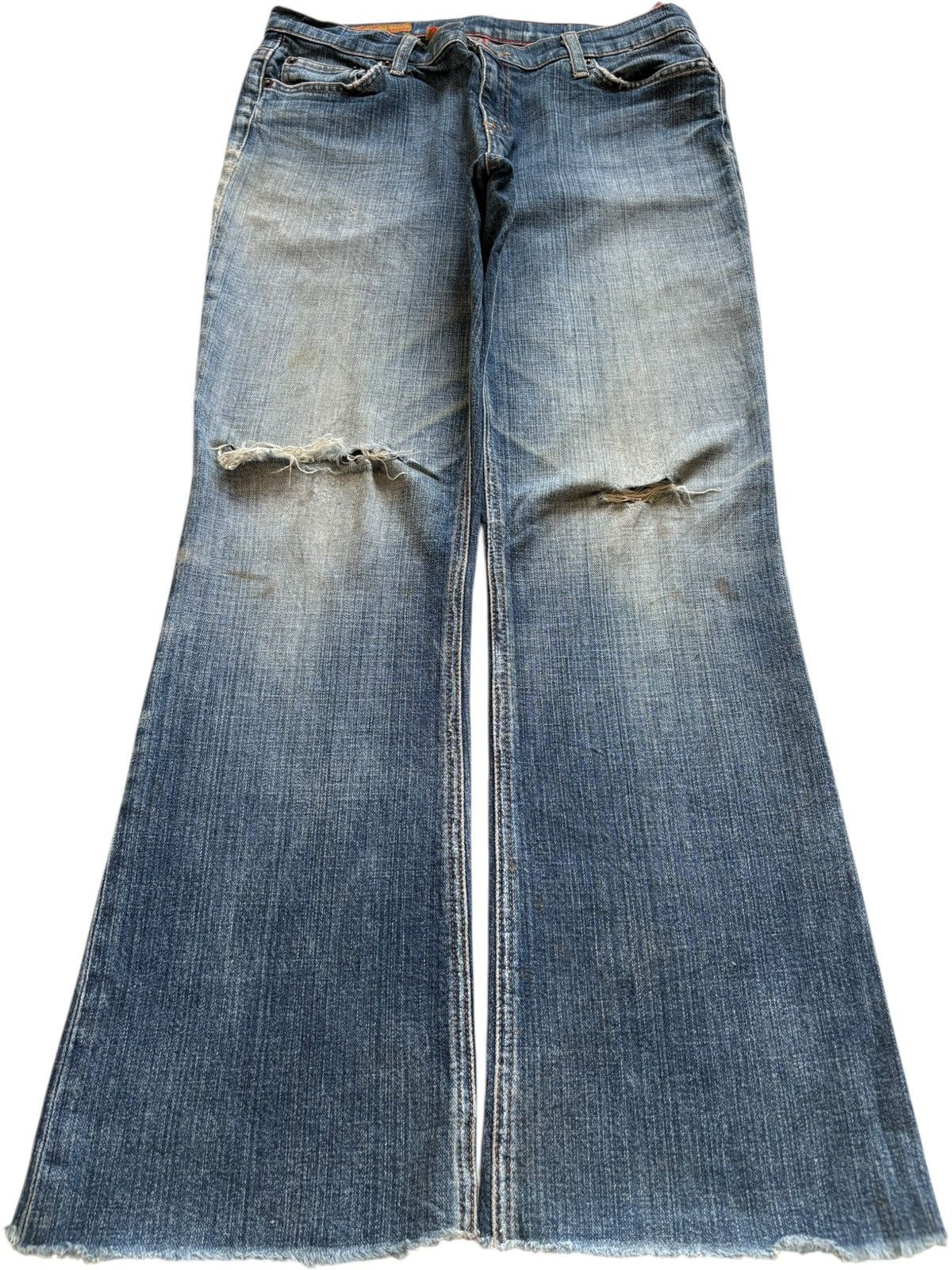 Japanese Brand Vintage Japanese Brand Mud Wash Distressed Flare Jeans Size US 31 - 1 Thumbnail