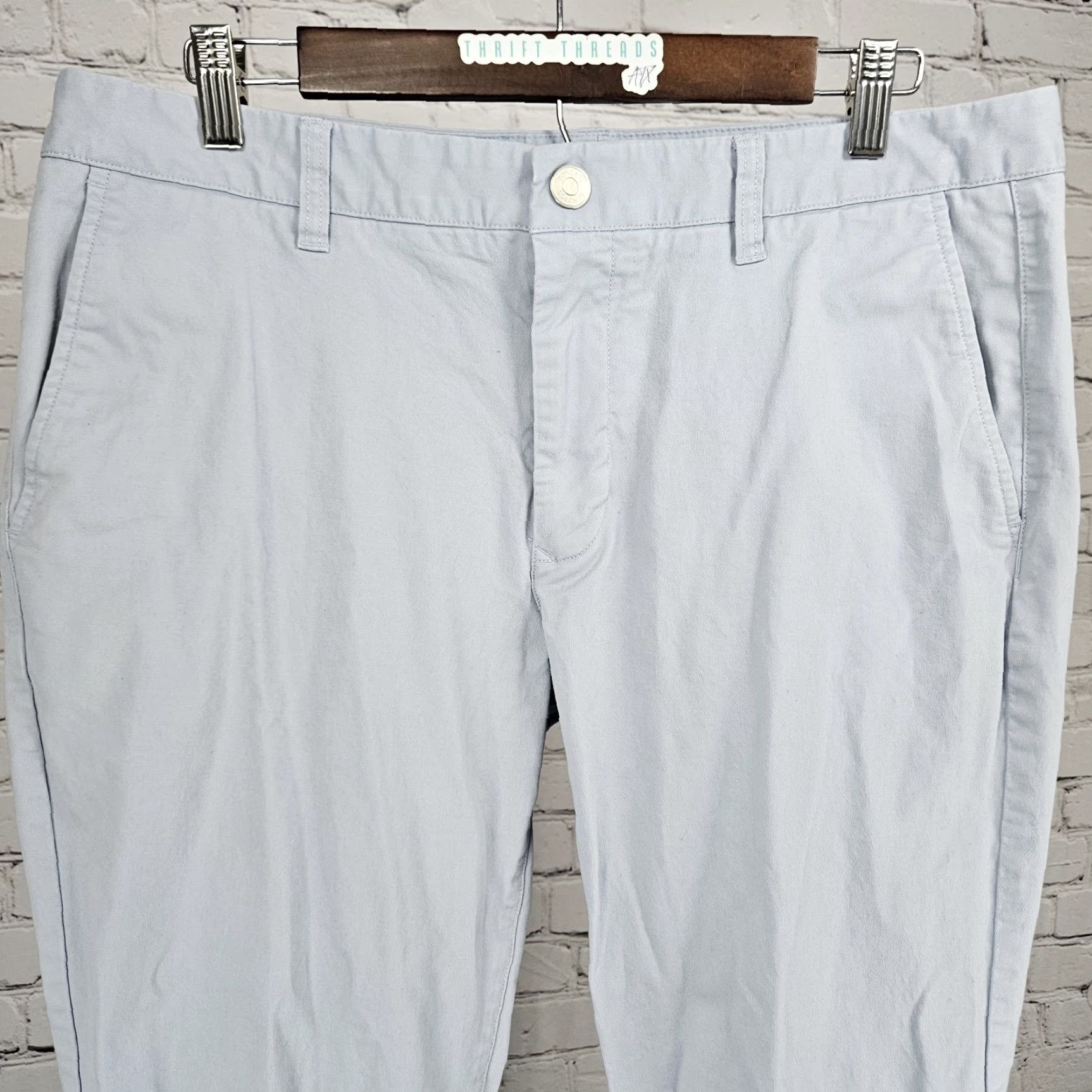 Bonobos Bonobos Blue Straight Leg Cotton Stretch Flat Front Chino Pants 35x32 Size US 35 - 6 Thumbnail