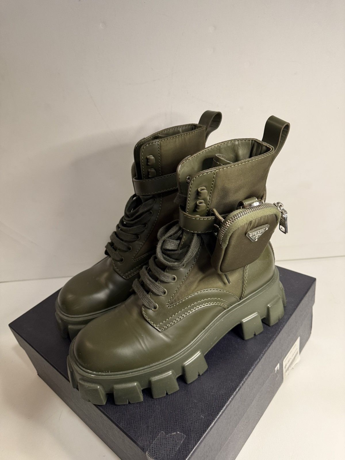Prada Prada Monolith Combat Boot Olive Green Men’s US 10.5 w/Pouch Size US 10.5 / EU 43-44 - 2 Thumbnail
