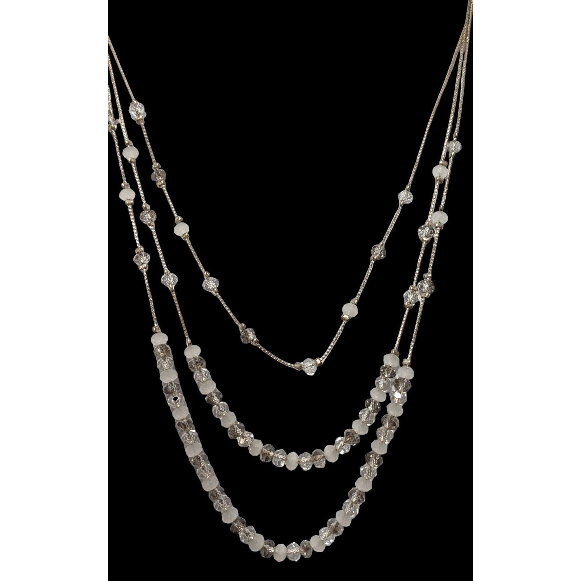 Other Multilayer Clear And White Glass Beaded Necklace Size ONE SIZE - 1 Thumbnail