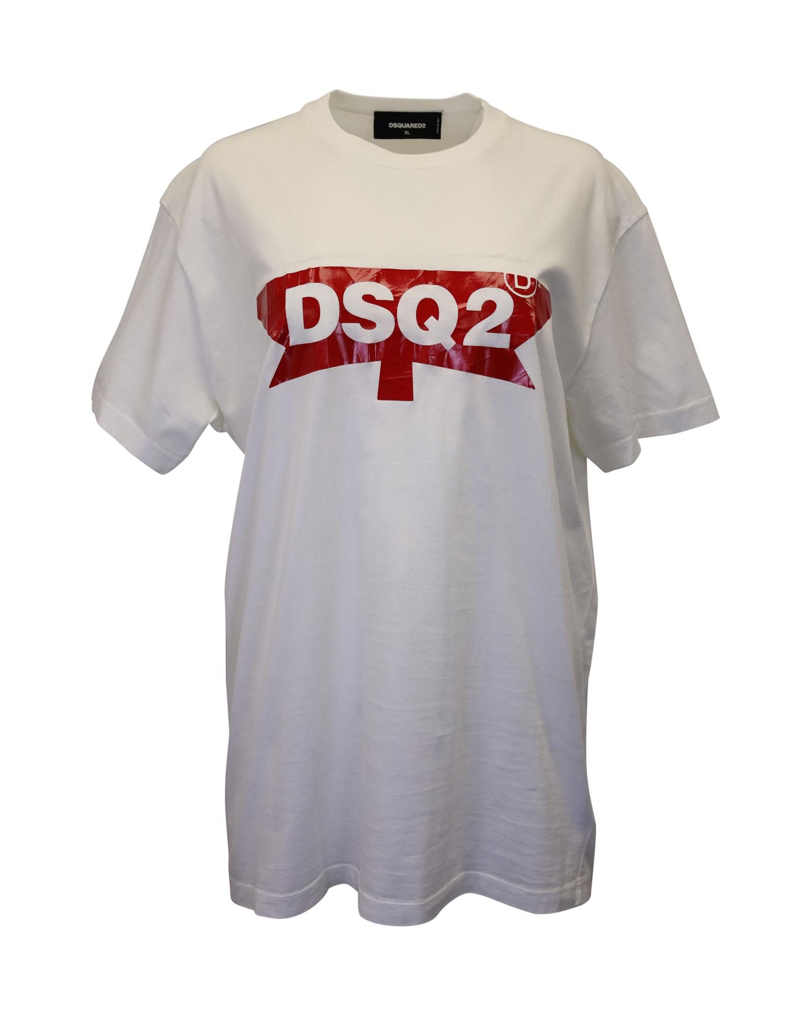 image of Dsquared2 Statement Logo White Cotton T-Shirt, Men's (Size XL)