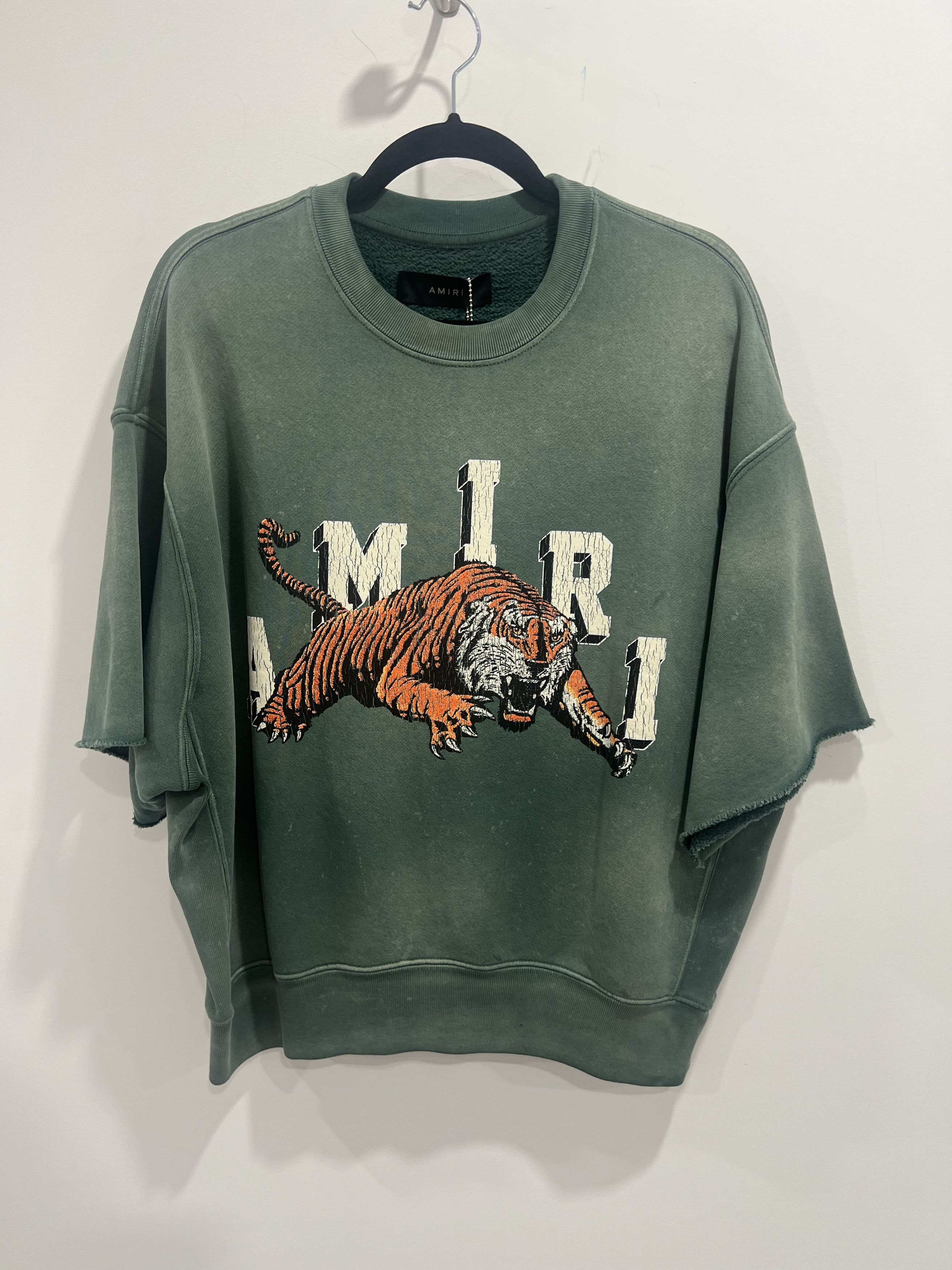 Amiri Vintage SS Tiger Print Short Sleeve Sweatshirt | Grailed