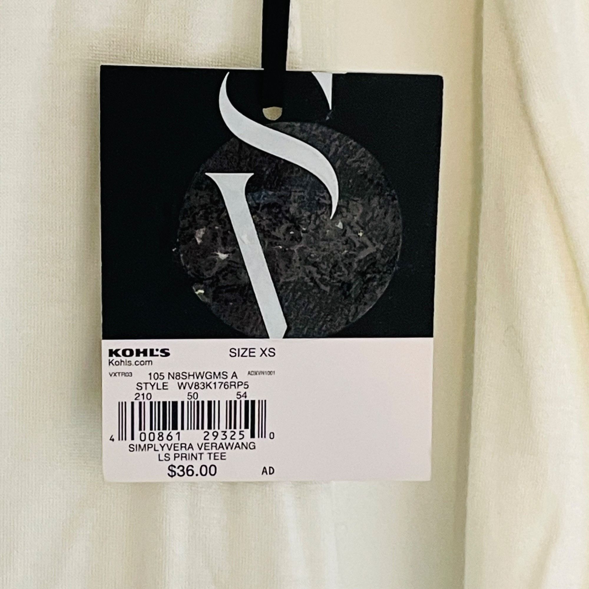 Other Simply Vera Vera Wang Long Sleeve Top XS White Beaded Design Size XS / US 0-2 / IT 36-38 - 5 Thumbnail