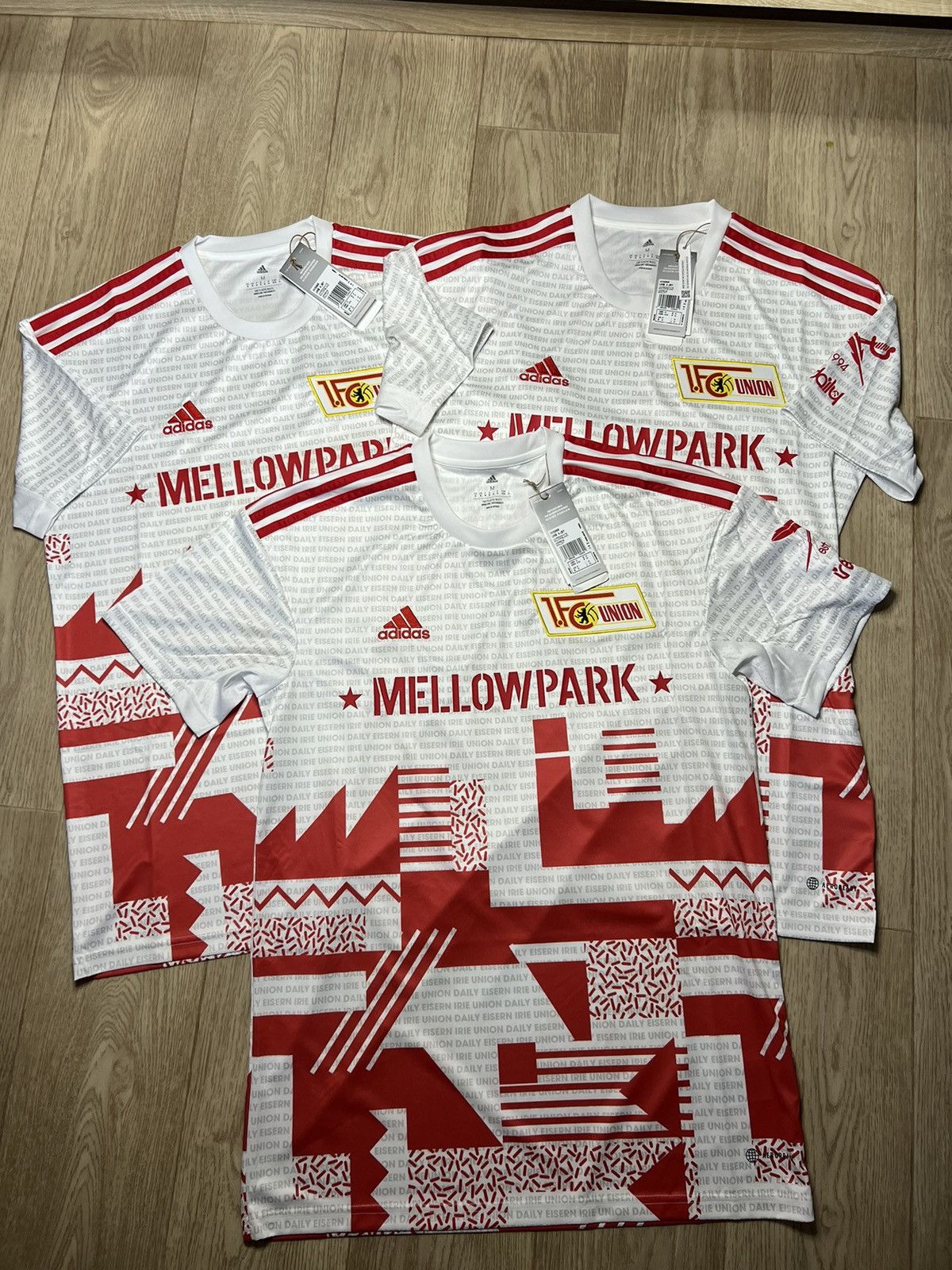 image of Adidas x Bundle X3 Union Berlin 2022/2023 Fourth Kit Jersey Football Shirt in Red (Size Medium)