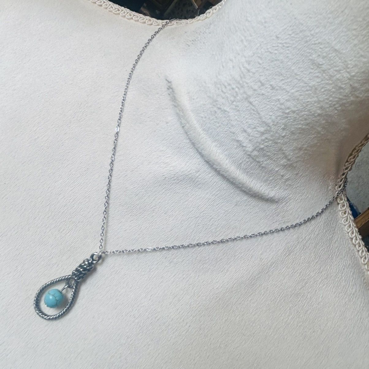 Handmade Handcrafted southwest rope turquoise pendant necklace Size ONE SIZE - 2 Thumbnail
