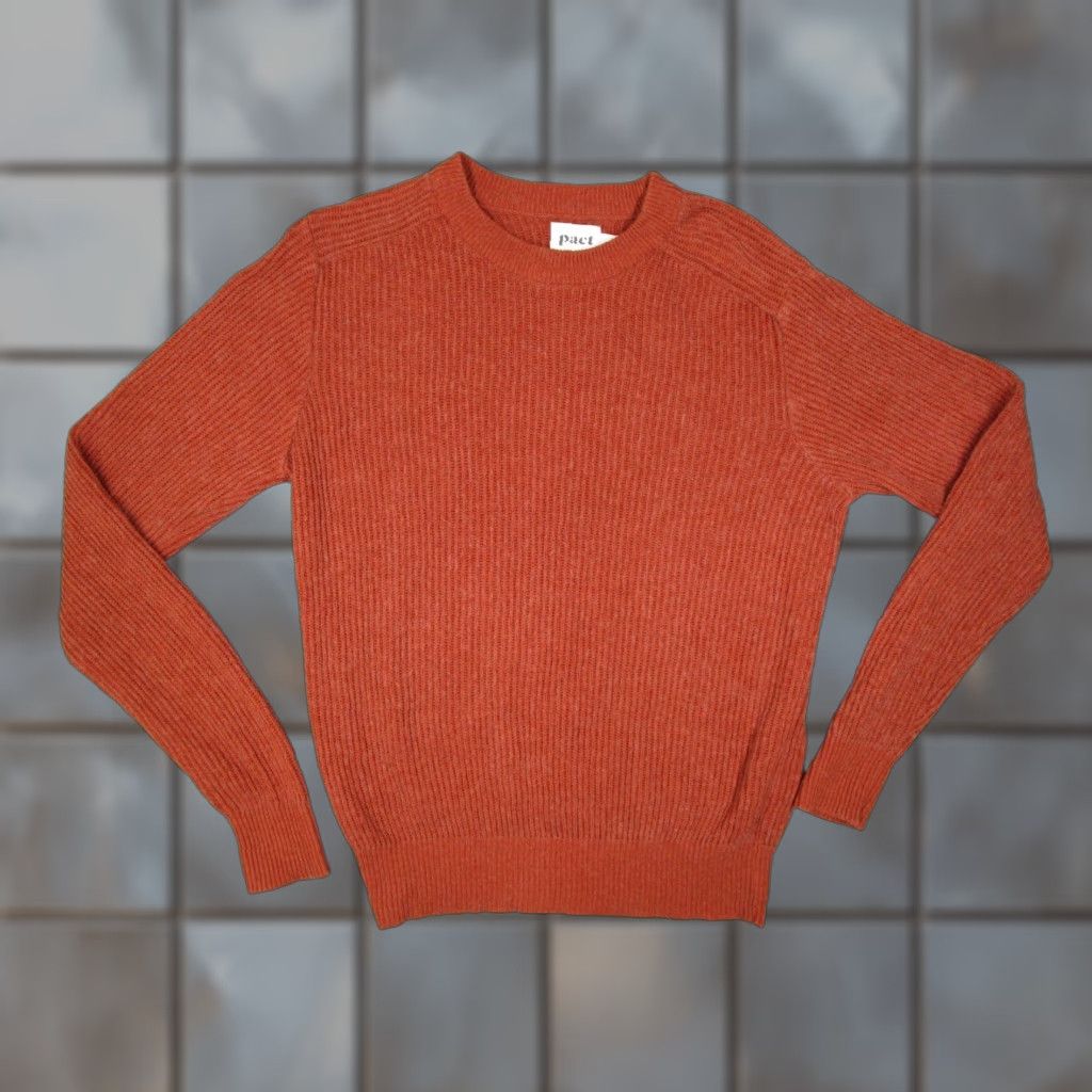 Vintage Pact Organic Wool Blend Knit Pullover Sweater Mens Large Orange Long Sleeve Cable-Knit 90s Classic Size US L / EU 52-54 / 3 - 1 Thumbnail