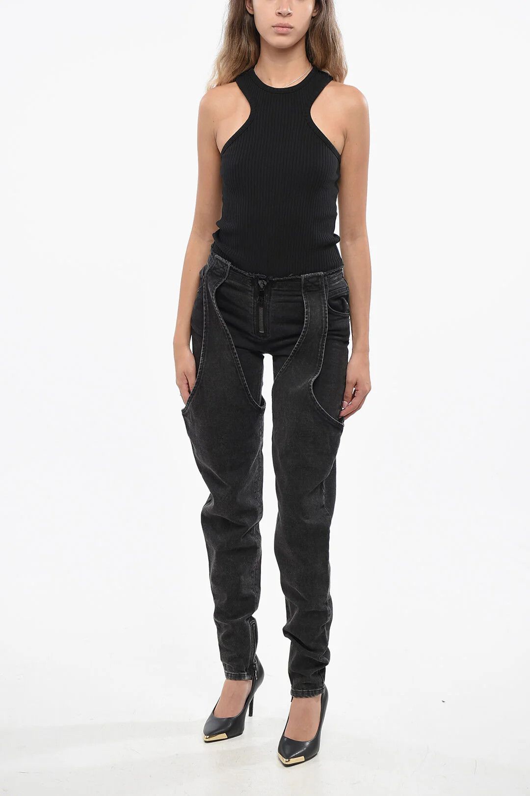 Balmain og1mm0326 Stretch Denim Jeans in Black Size 42" / US 20 - 4 Thumbnail