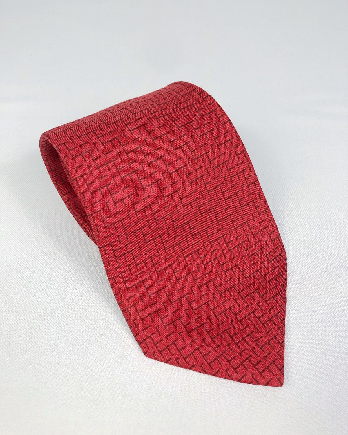 image of Hermes Silk Tie Made In France in Red, Men's