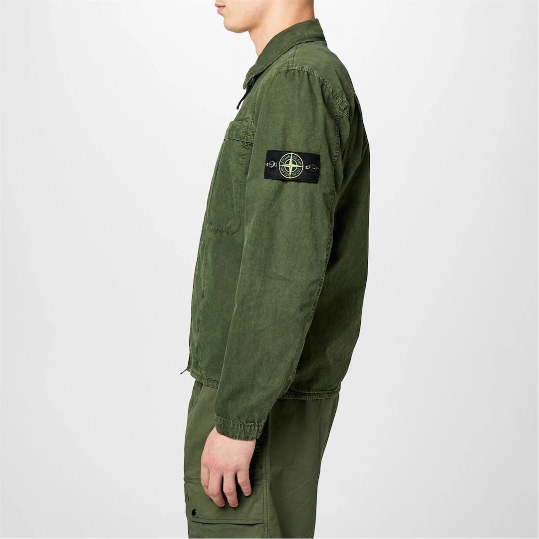 Stone Island o1g2r1mq0526 Washed Cotton Long Sleeve Overshirt in Green Size US XL / EU 56 / 4 - 4 Thumbnail