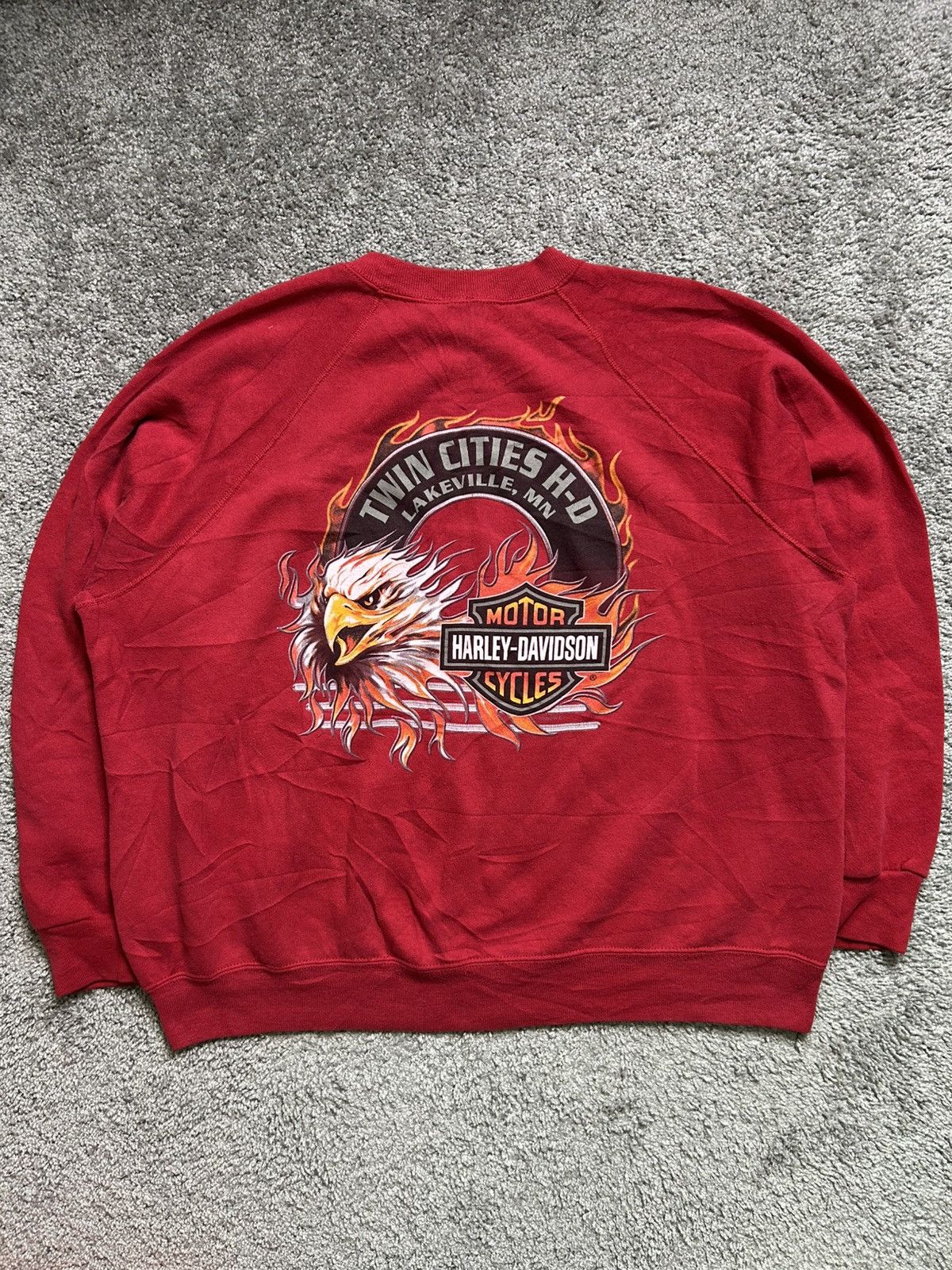 Vintage Vintage Y2K Harley Eagle Flames Crewneck Sweatshirt 2005 Size US L / EU 52-54 / 3 - 1 Thumbnail
