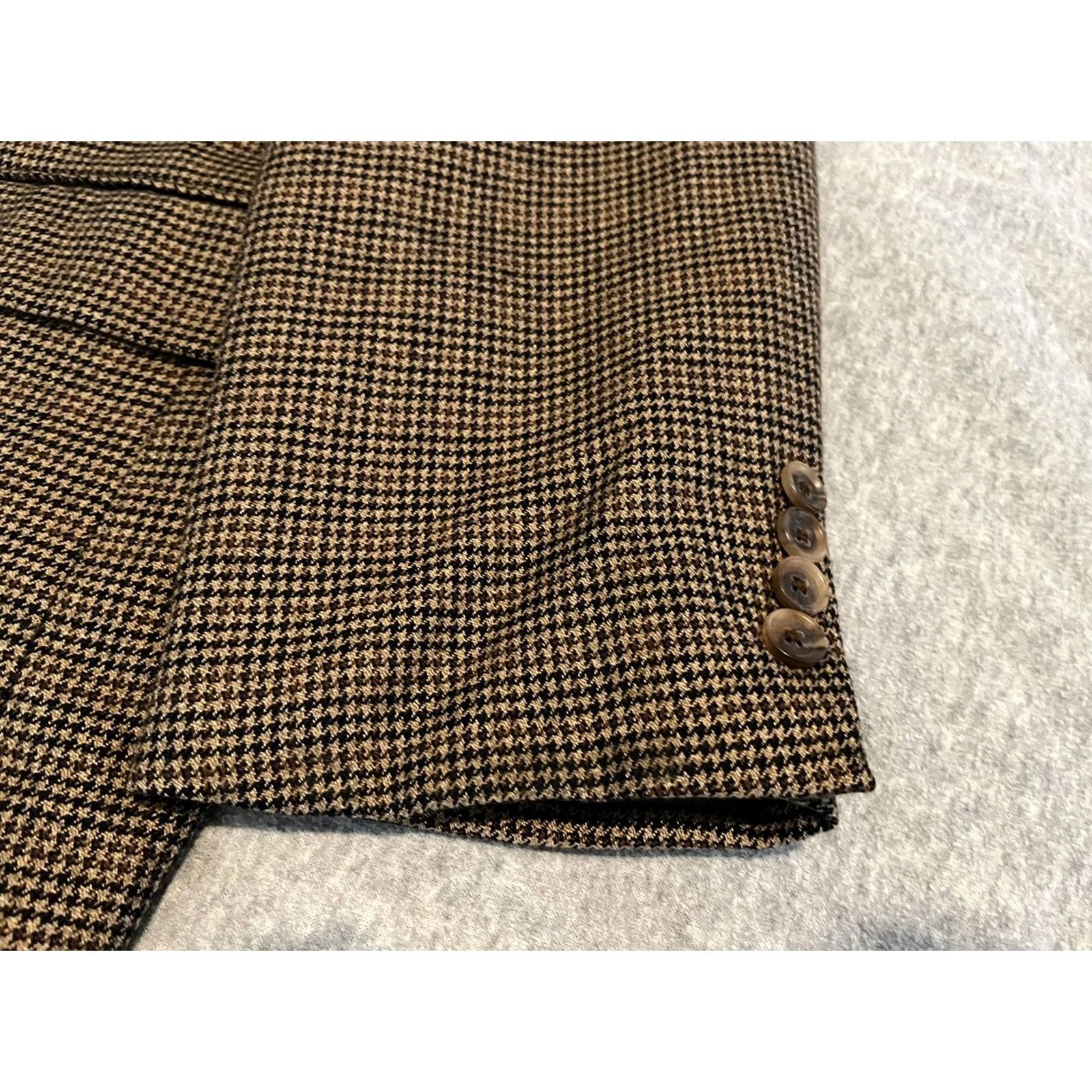 Loro Piana Nordstrom Signature Loro Piana 100% Cashmere Brown Jacket Blazer Sport Coat 44L Mens Blazer Brown Cashmere Houndstooth Long 44 Mens Size 44R - 6 Thumbnail