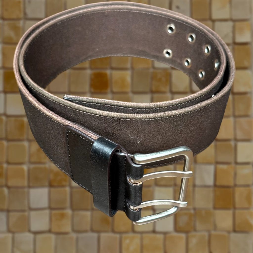 CO VINTAGE Remington Belt Mens Brown Canvas 2.25" Wide M/L Western Buckle Logo 47" total length Mens Size ONE SIZE - 1 Thumbnail