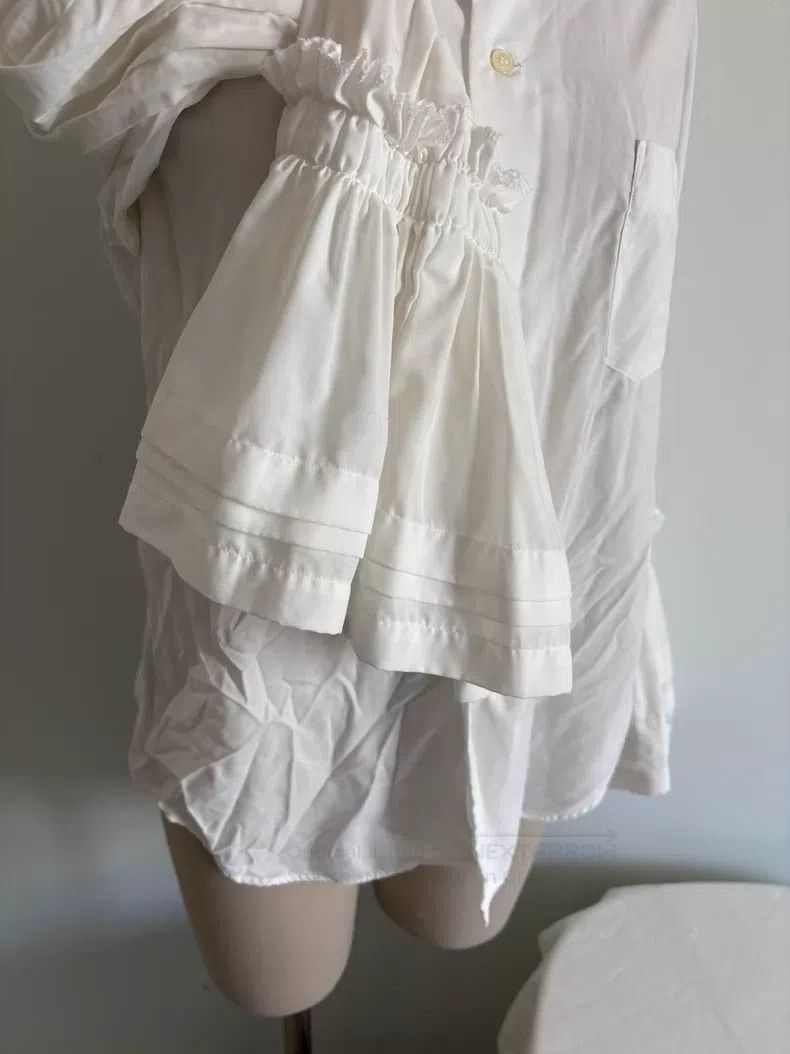 Comme des Garcons Comme Des Garcons White Lace Flared Sleeve Shirt Size L / US 10 / IT 46 - 2 Thumbnail