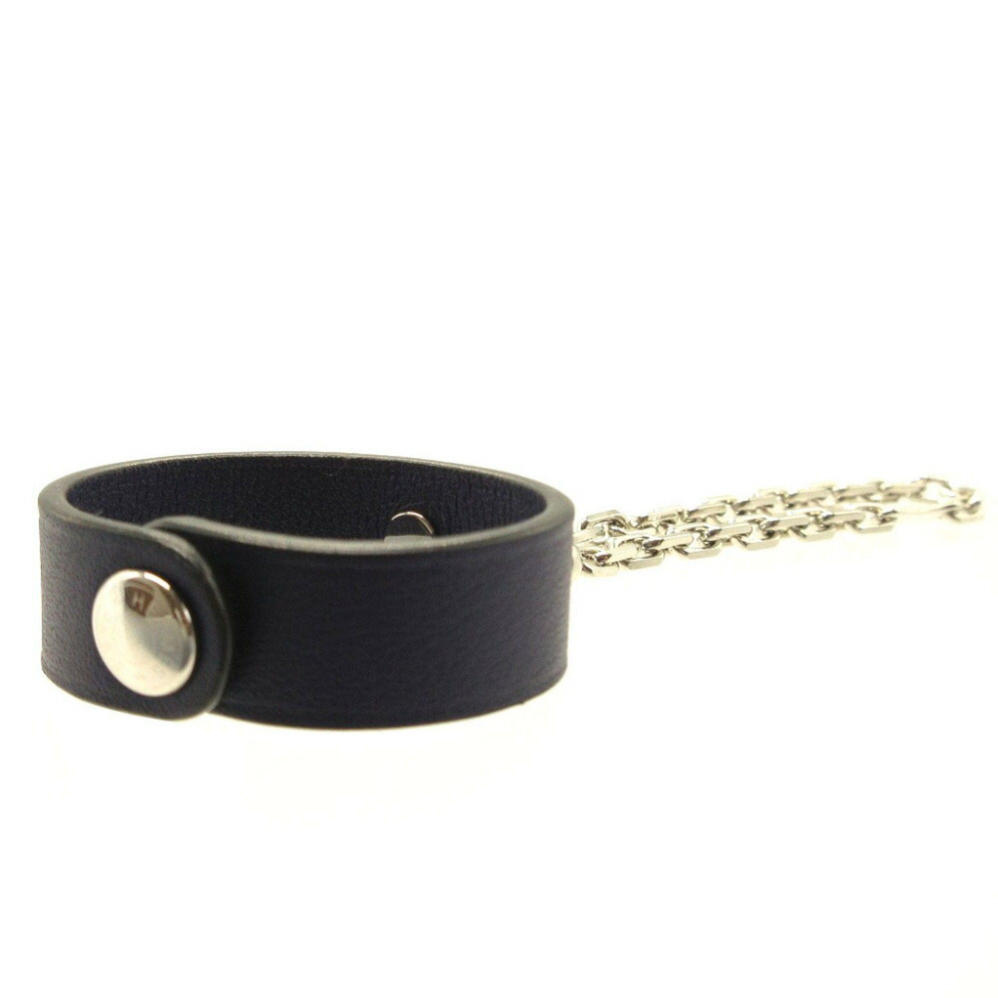 image of Hermes Glove Holder Leather Navy Blue Key in Black, Women's
