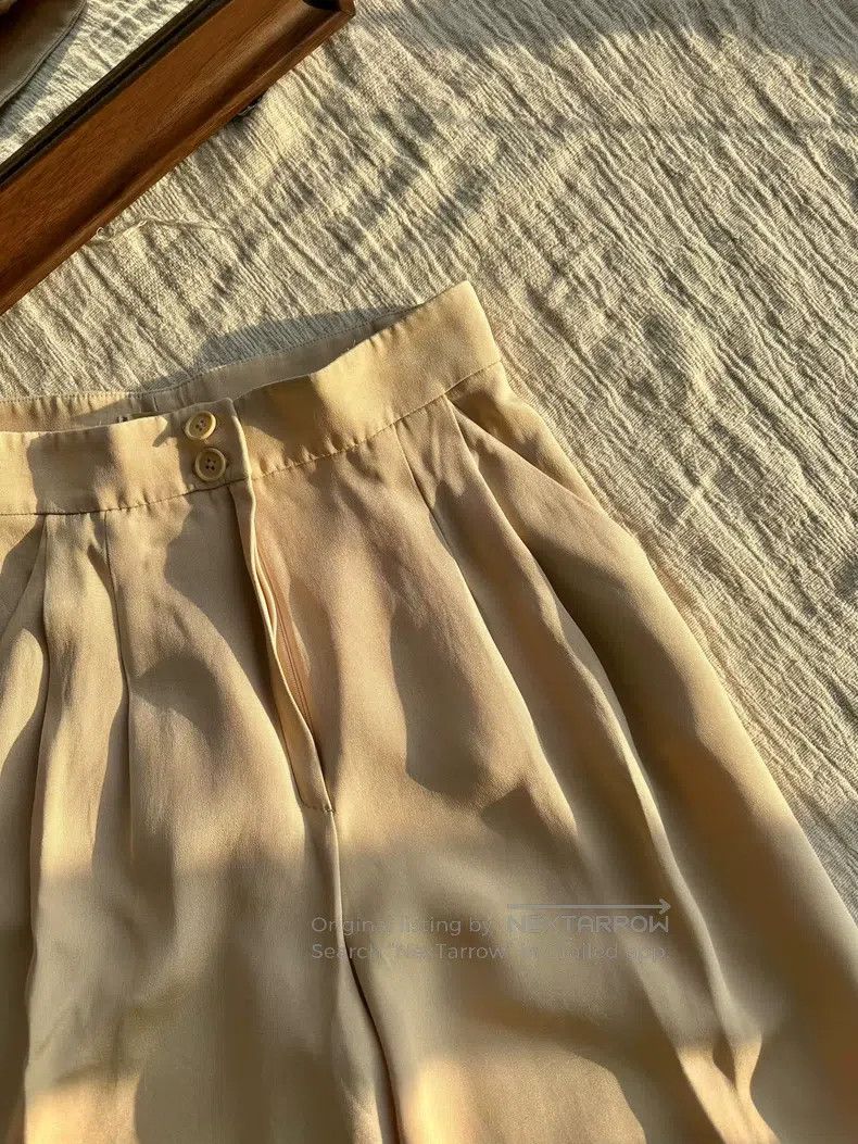 Hermes Hermes Silk Pleated Wide Leg Straight Pants, Apricot Size 25" / US 0 / IT 36 - 5 Thumbnail
