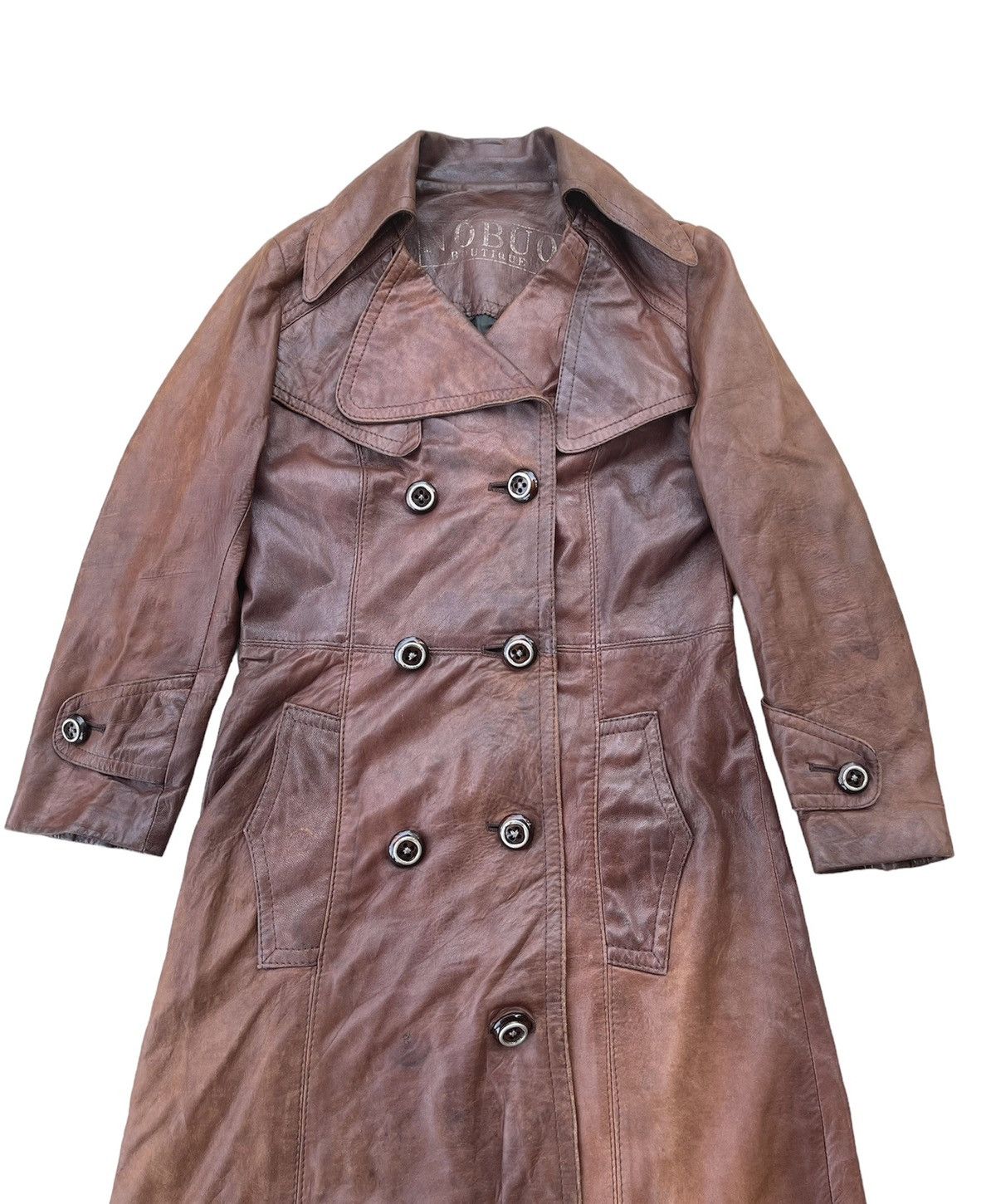 Genuine Leather Nobuo Boutique Japanese Leather Coat Double Breasted, Unique Size S / US 4 / IT 40 - 5 Thumbnail