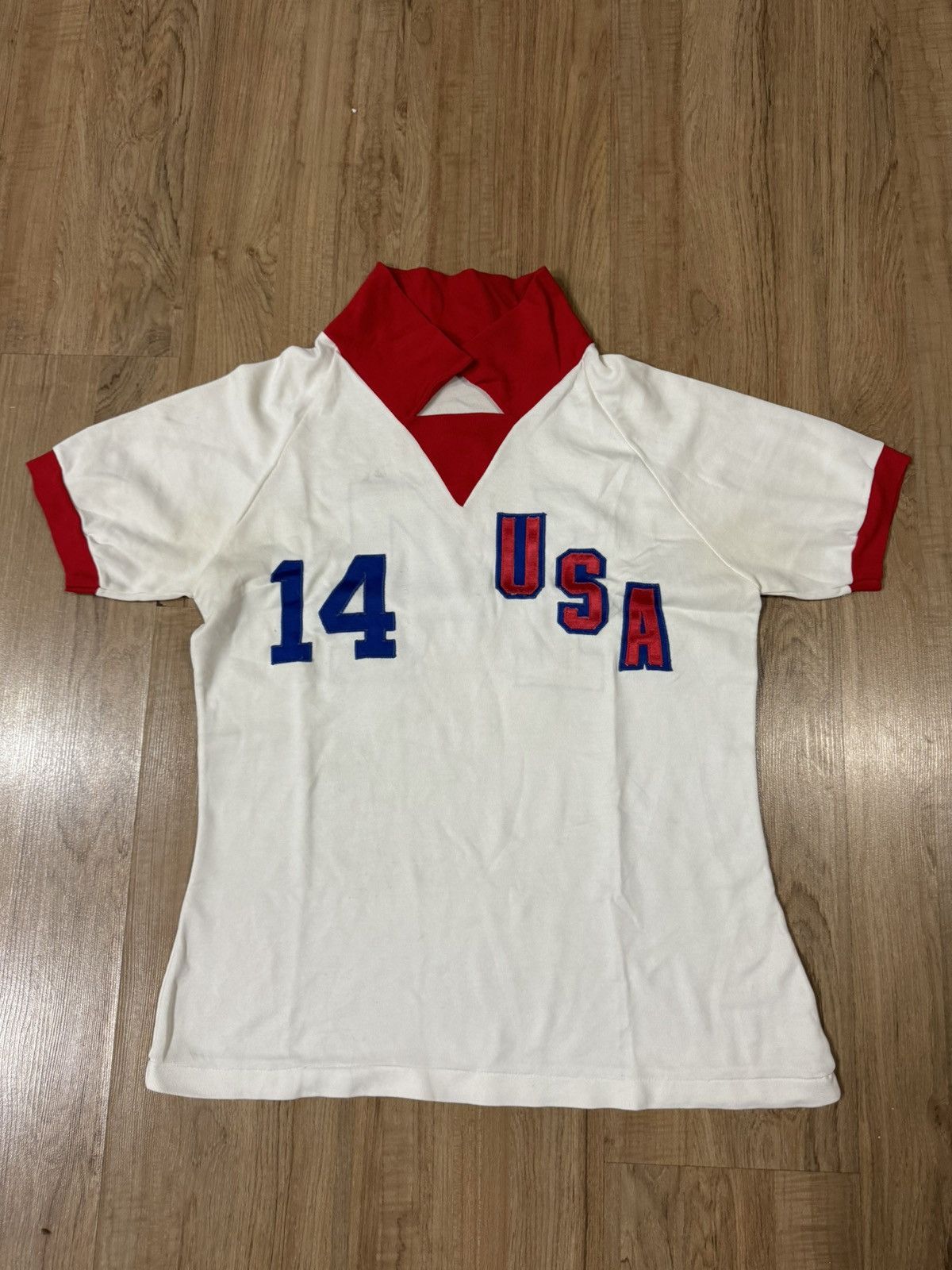 image of Vintage Usa Jersey in White, Men's (Size Medium)