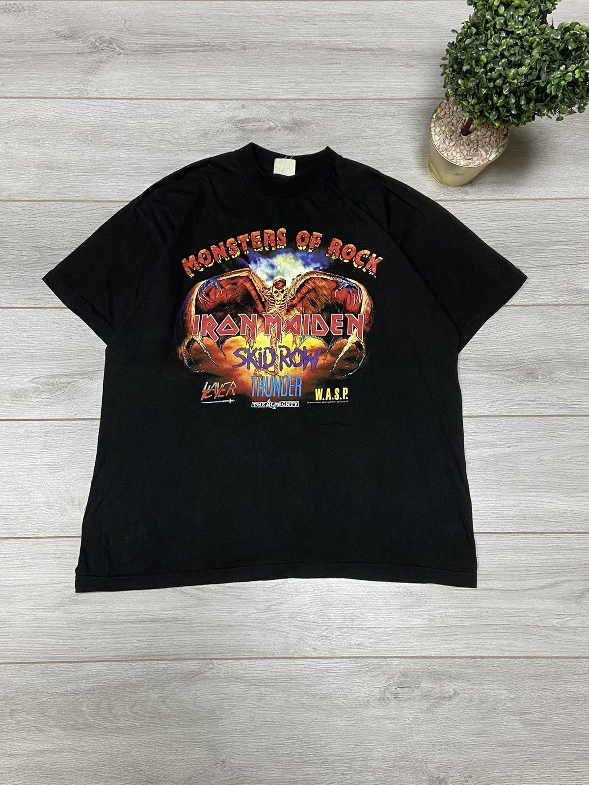 Band Tees Iron Maiden Slayer 1992 Monsters of Rock Donington Park Size US XL / EU 56 / 4 - 1 Thumbnail