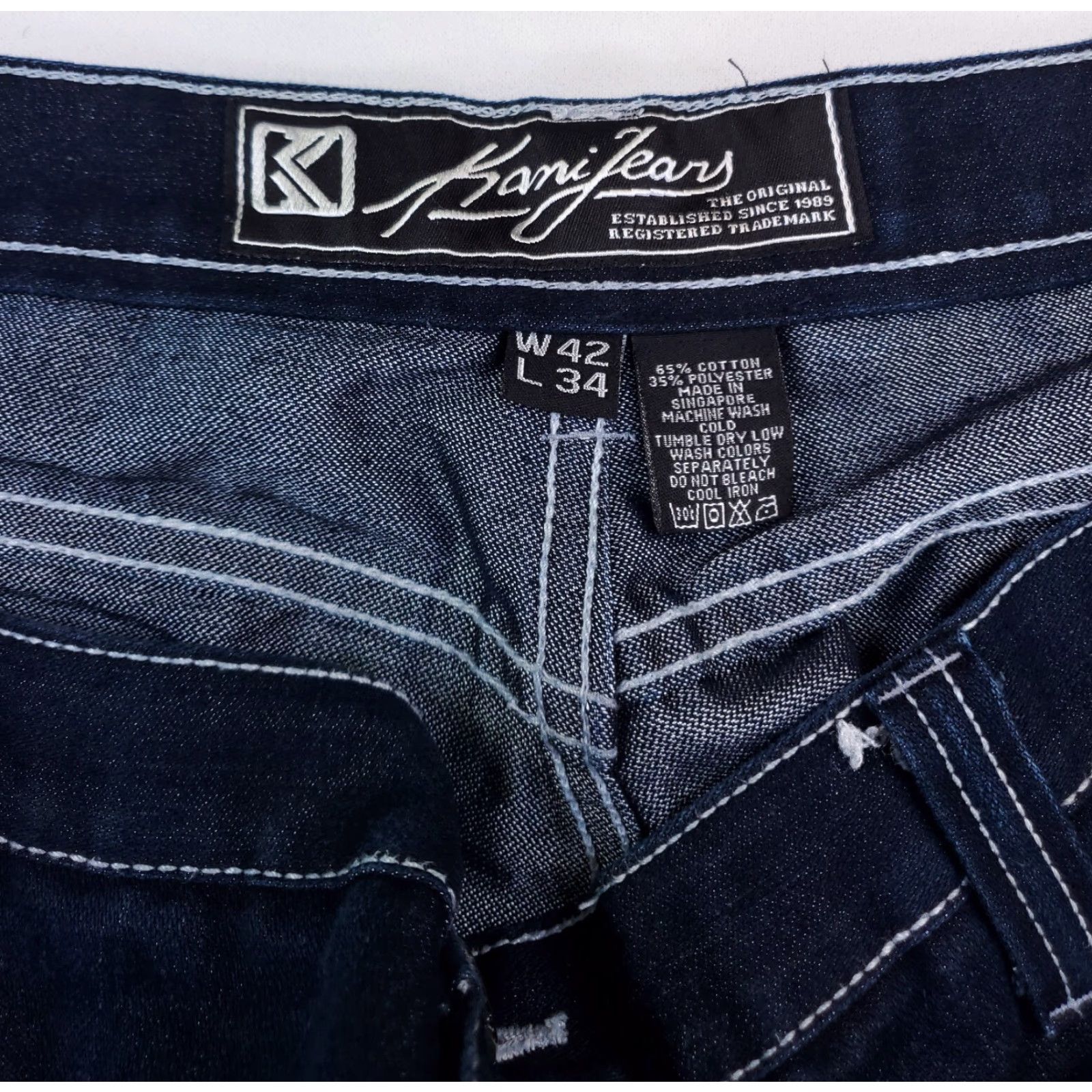 Karl Kani VINTAGE Karl Kani Jeans Dark Blue Baggy Mens 44 x 34 Regular INSEAM 34 Wide-Leg Blue Mens 44 Size US 44 / EU 60 - 4 Thumbnail