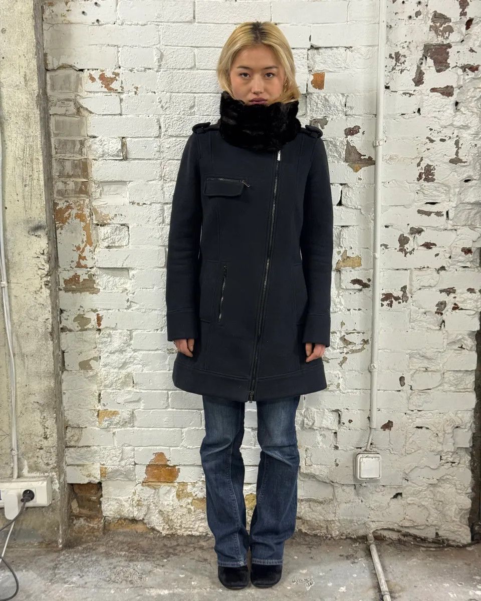 Emporio Armani AW2009 Emporio Armani Fur Collar Black Long Coat Size S / US 4 / IT 40 - 1 Thumbnail