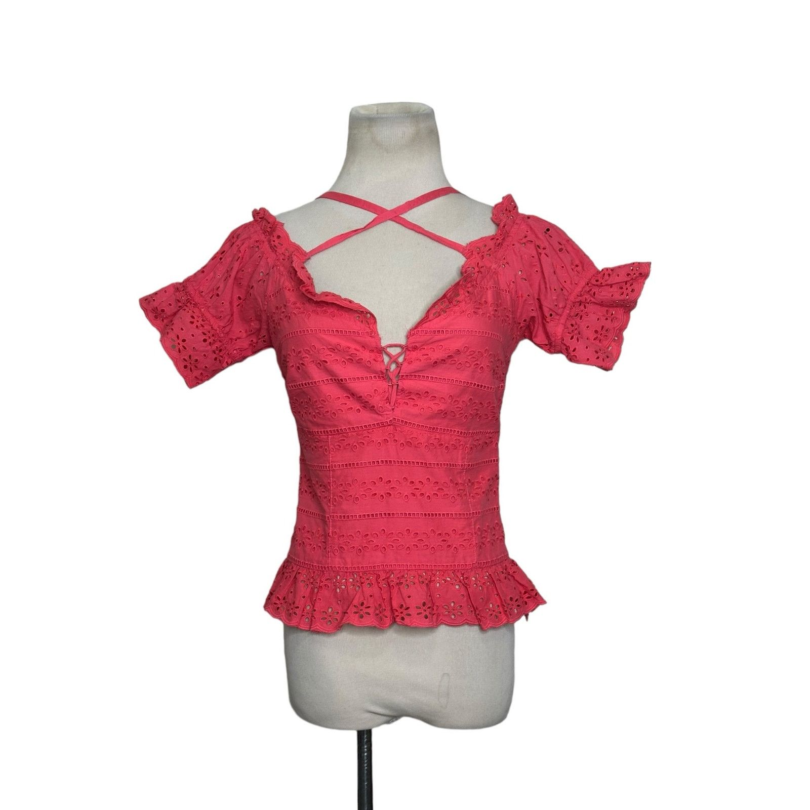 Guess Guess pink Isotta Cotton Eyelet Top size XS Size XS / US 0-2 / IT 36-38 - 11 Thumbnail