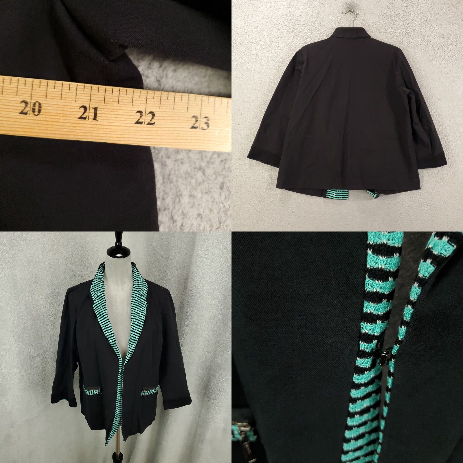 Vintage VINTAGE Misook Blazer Jacket Women Medium Black Cotton Blend Formal Business Casual Streetwear Size M / US 6-8 / IT 42-44 - 8 Thumbnail