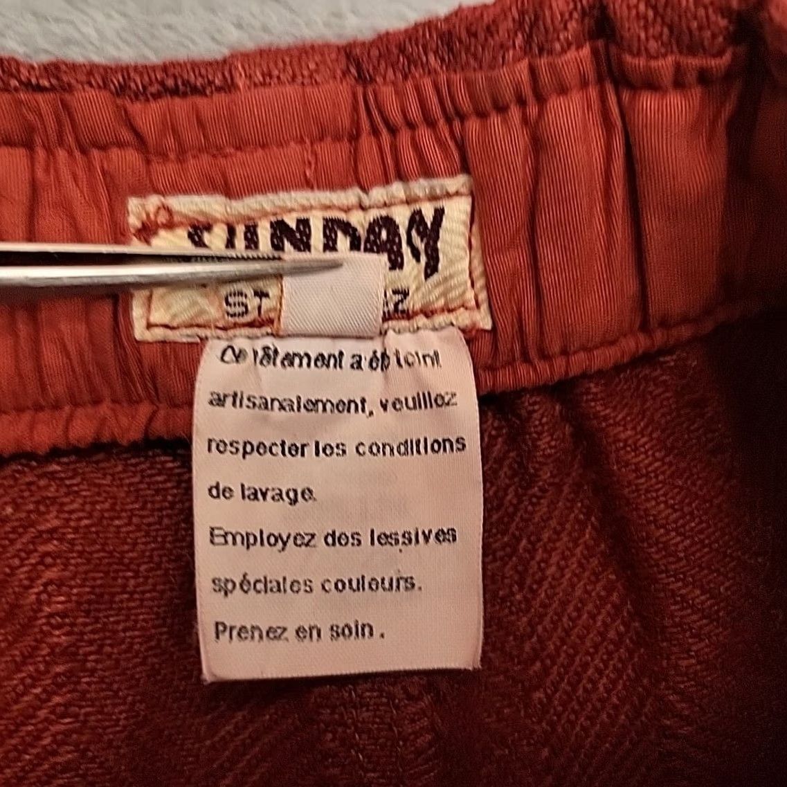 Vintage Sunday St Tropez Pants Womens M Red Cropped Relaxed Boho Lagenlook Linen Viscose Pockets Straight Size 32" / US 10 / IT 46 - 5 Thumbnail