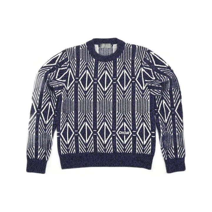 Dior Dior Dior SS22 Purple Diamond Pattern Sweater 0079-2507 Size US L / EU 52-54 / 3 - 2 Thumbnail