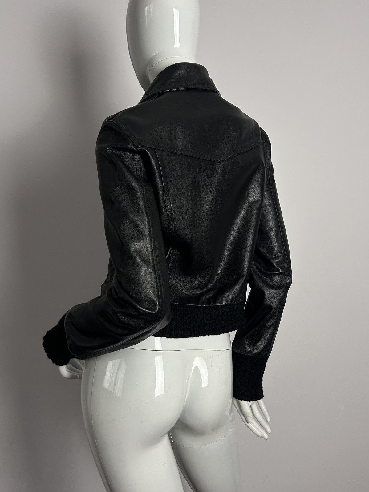 Other French designed vintage black knitted leather bomber jacket Size S / US 4 / IT 40 - 6 Thumbnail