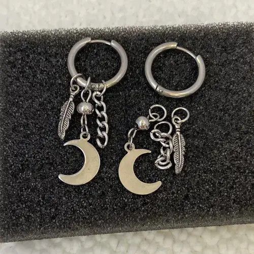 Sterling Silver 925 Silver Plated Moon Dangle Drop Earrings for Men Women Size ONE SIZE - 3 Thumbnail