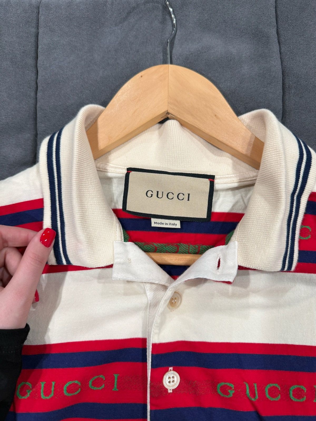Gucci Gucci White Red Striped Polo Shirt Size US S / EU 44-46 / 1 - 3 Thumbnail