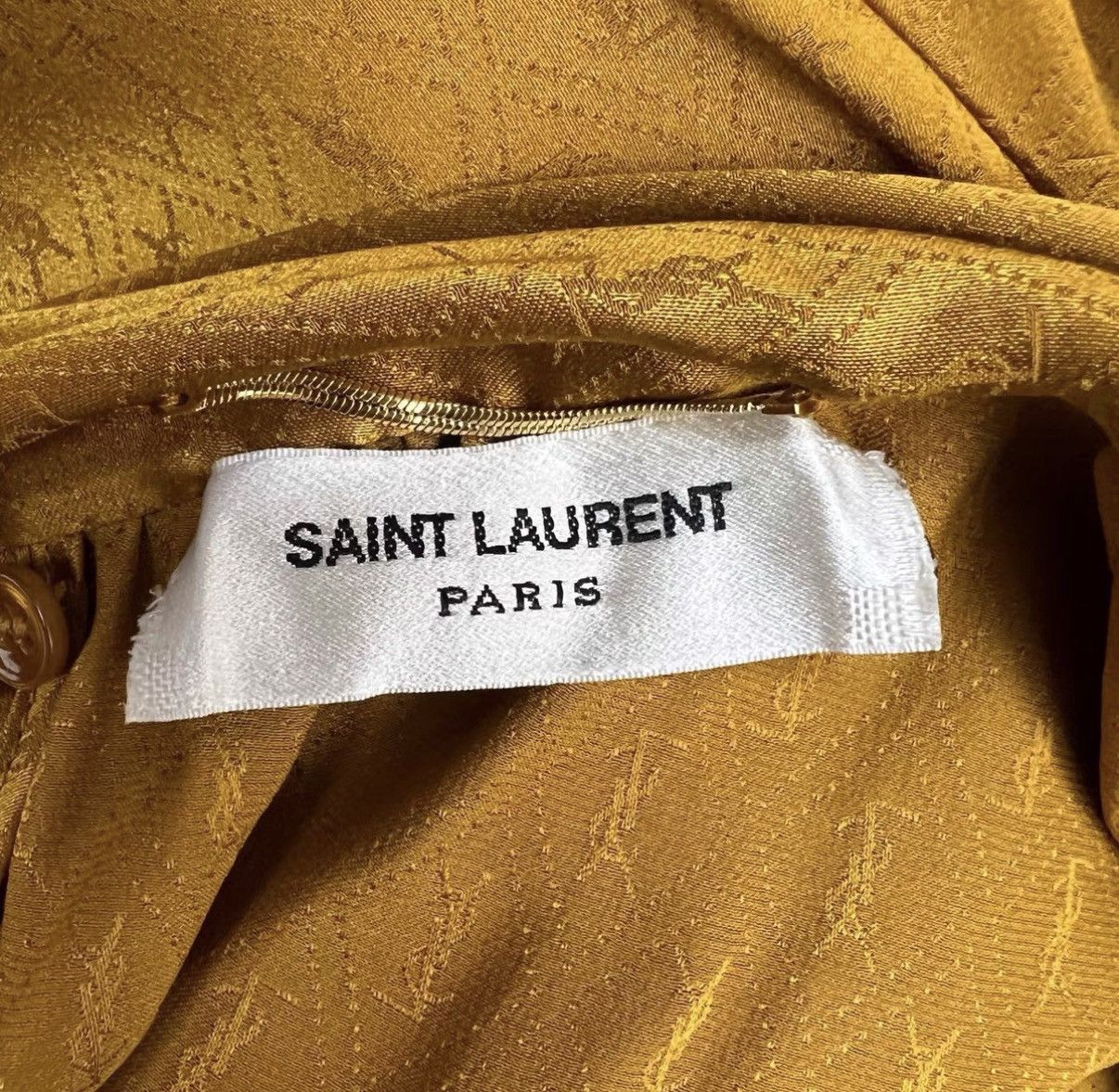 Saint Laurent Paris Saint Laurent Letter Print Silk Shirt with Strap Design K12 Size XXS / US 00 / IT 34 - 3 Thumbnail