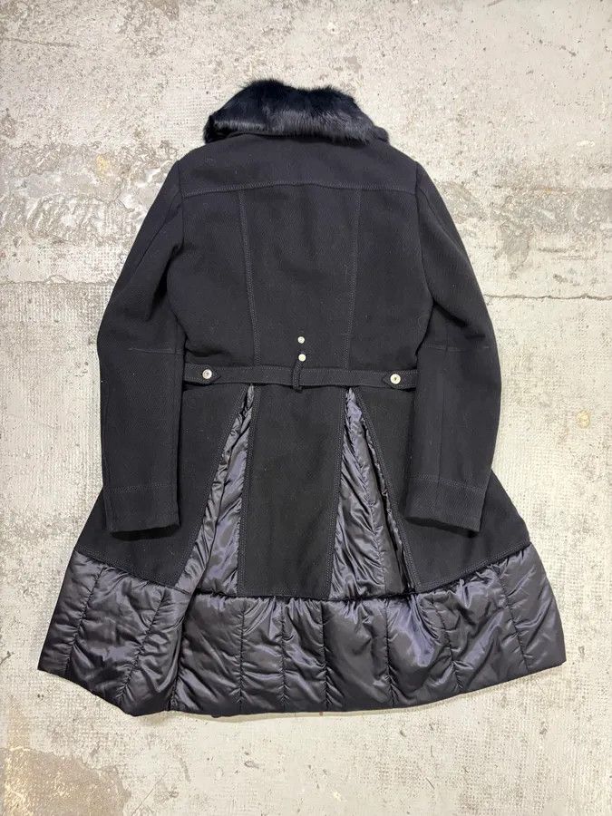 Marithe + Francois Girbaud 1990s Marithé + François Girbaud Navy Wool Quilted Fur Collar Long Coat Size M / US 6-8 / IT 42-44 - 5 Thumbnail