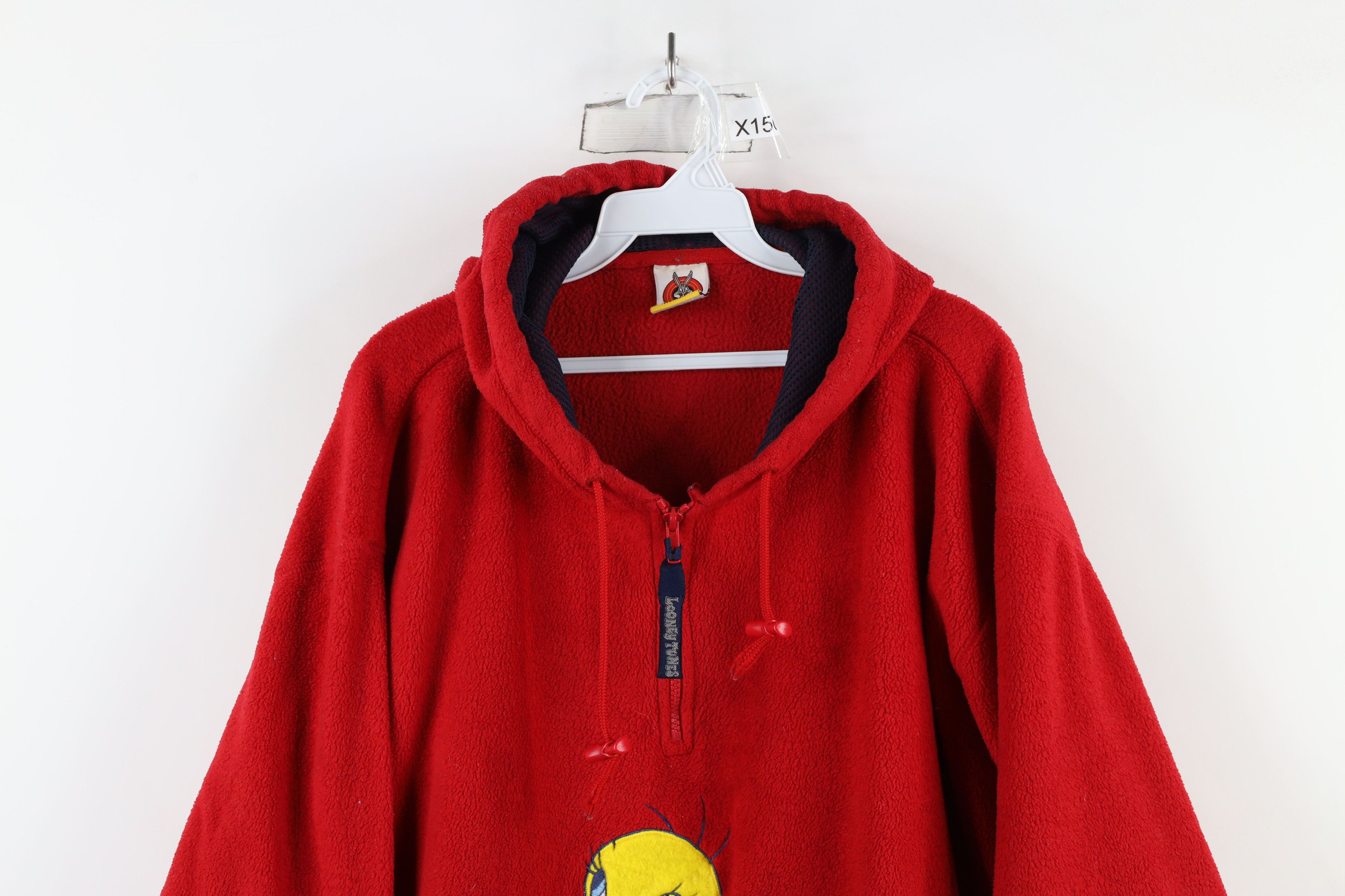 Vintage Vintage 90s Looney Tunes Tweety Bird Half Zip Fleece Hoodie Size 4XL / US 24-26 - 2 Thumbnail
