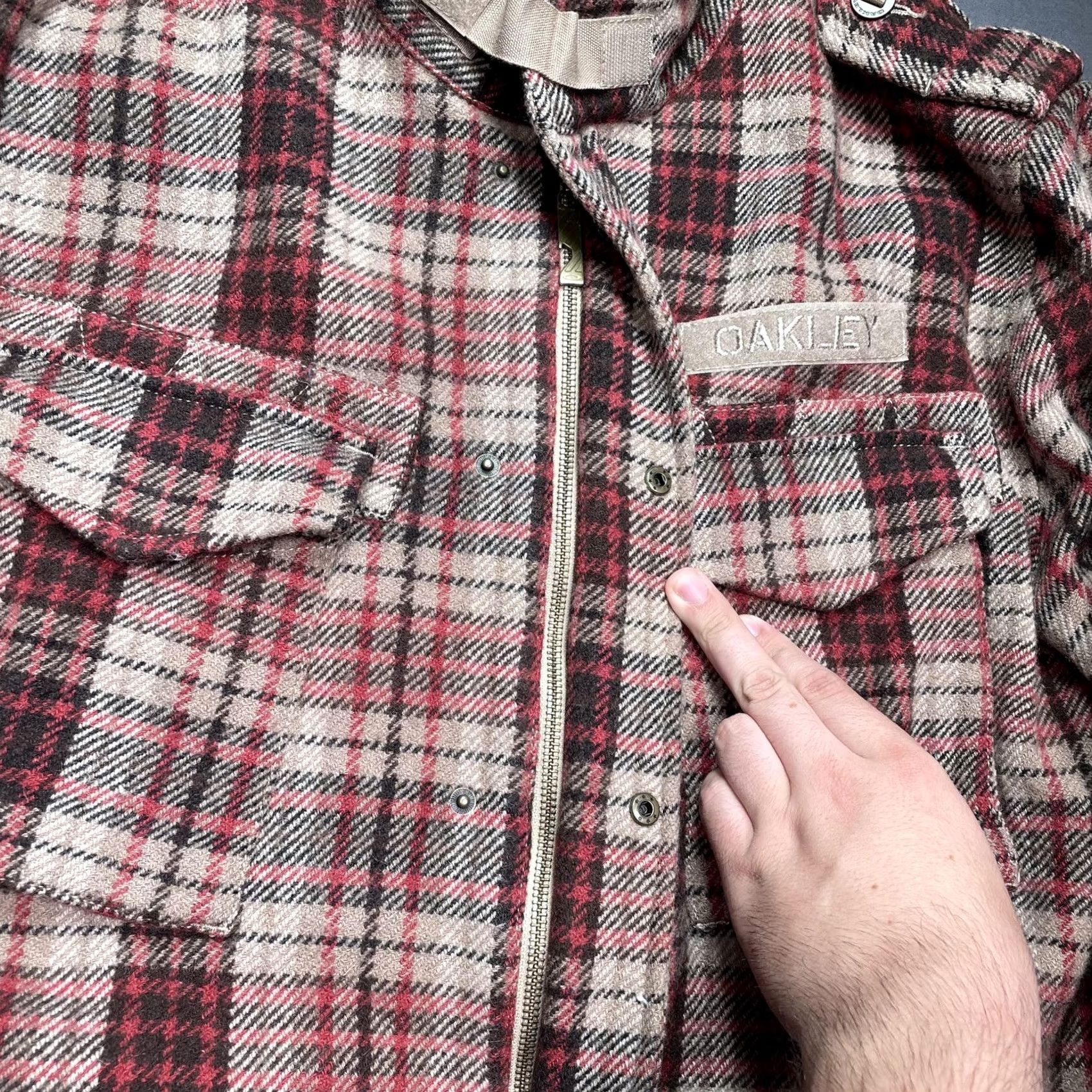 Oakley Oakley Jacket Mens 2XL Beige Red Plaid Wool Lined Military Tactical Field Gear Wool Jacket Size US XXL / EU 58 / 5 - 6 Thumbnail