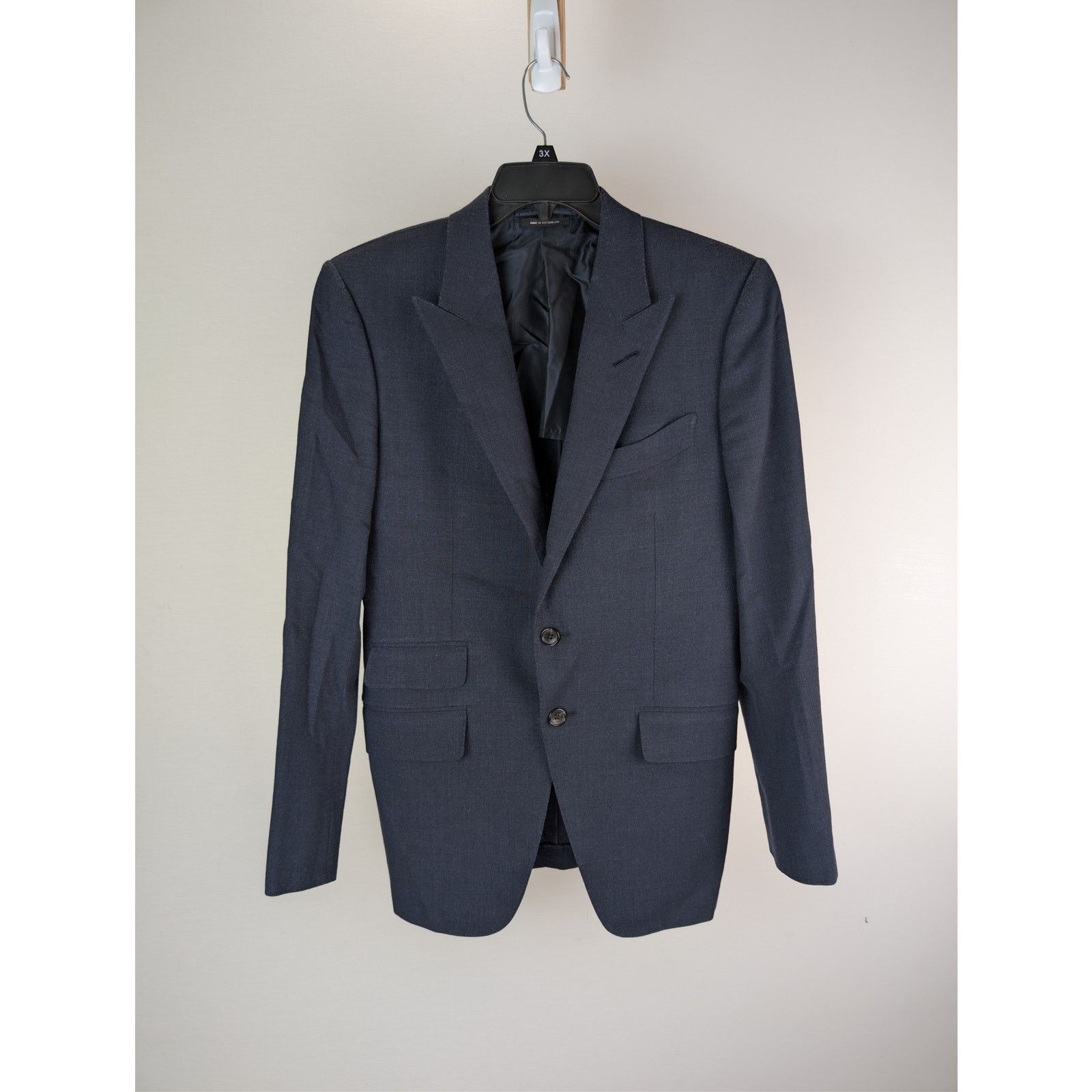 Tom Ford o1rshd1 CC20 Shelton Sharkskin Slim-Fit Wool Suit Jacket Size US M / EU 48-50 / 2 - 1 Thumbnail