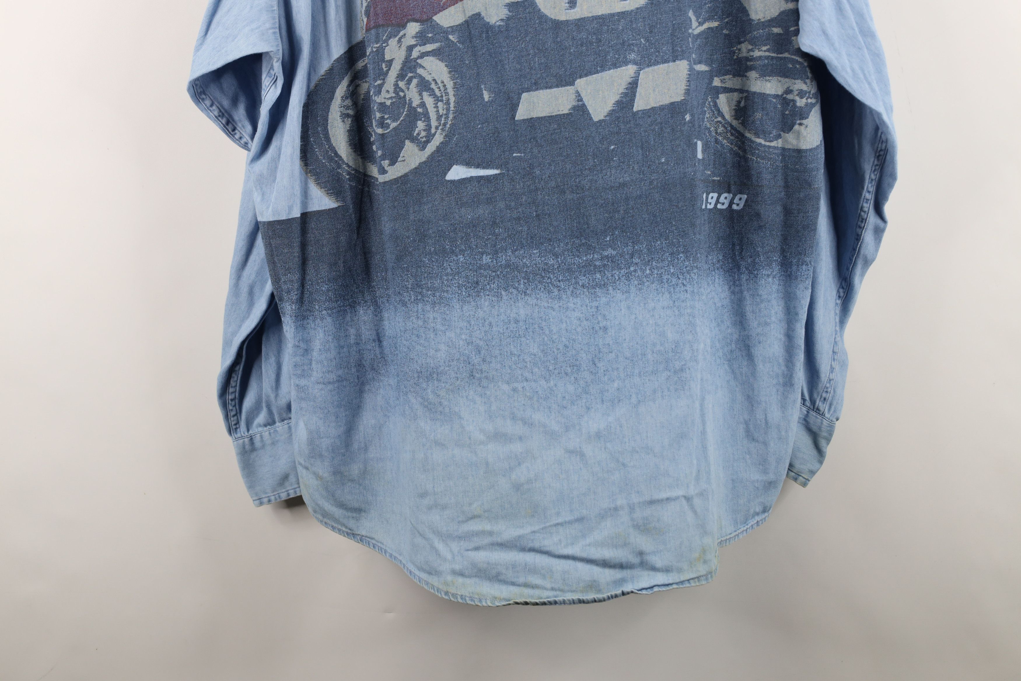 Harley Davidson Vintage 90s Harley Davidson Denim Jean Button Shirt Blue Size US XL / EU 56 / 4 - 14 Thumbnail