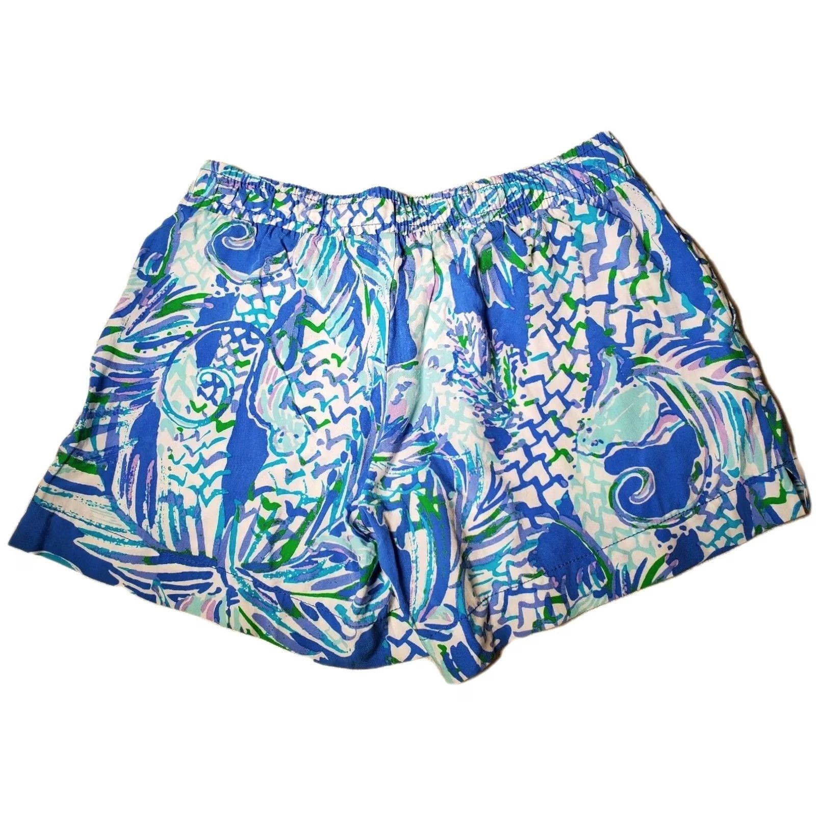 Lilly Pulitzer Lilly Pulitzer Shorts Womens S Multicolor Shades of Blue Teal Violet Katia Canopy Chaos Resort White Women Size 28" / US 6 / IT 42 - 4 Thumbnail