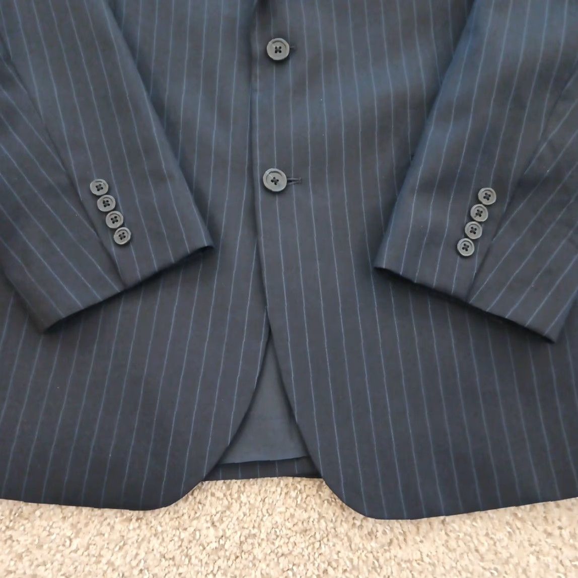 Jos. A. Bank Jos. A. Bank Blazer Mens 42 Blue Striped Wool Two Button Single Vent Notch Lapel 2 Piece Regular Mens Size 42R - 4 Thumbnail