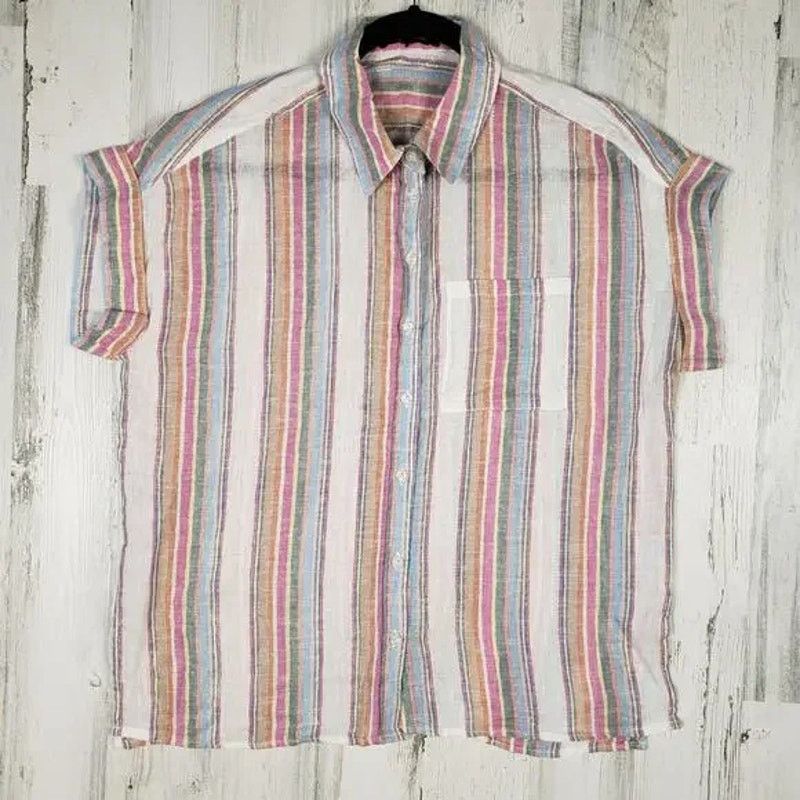 Other Velvet Heart Linen Blend Striped Button Up Blouse Medium Size M / US 6-8 / IT 42-44 - 1 Thumbnail